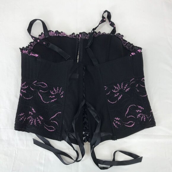 CACIQUE - WOMEN'S 18/20 - BLACK LACE-UP HOOK & EYE CORSET - Picture 5 of 6
